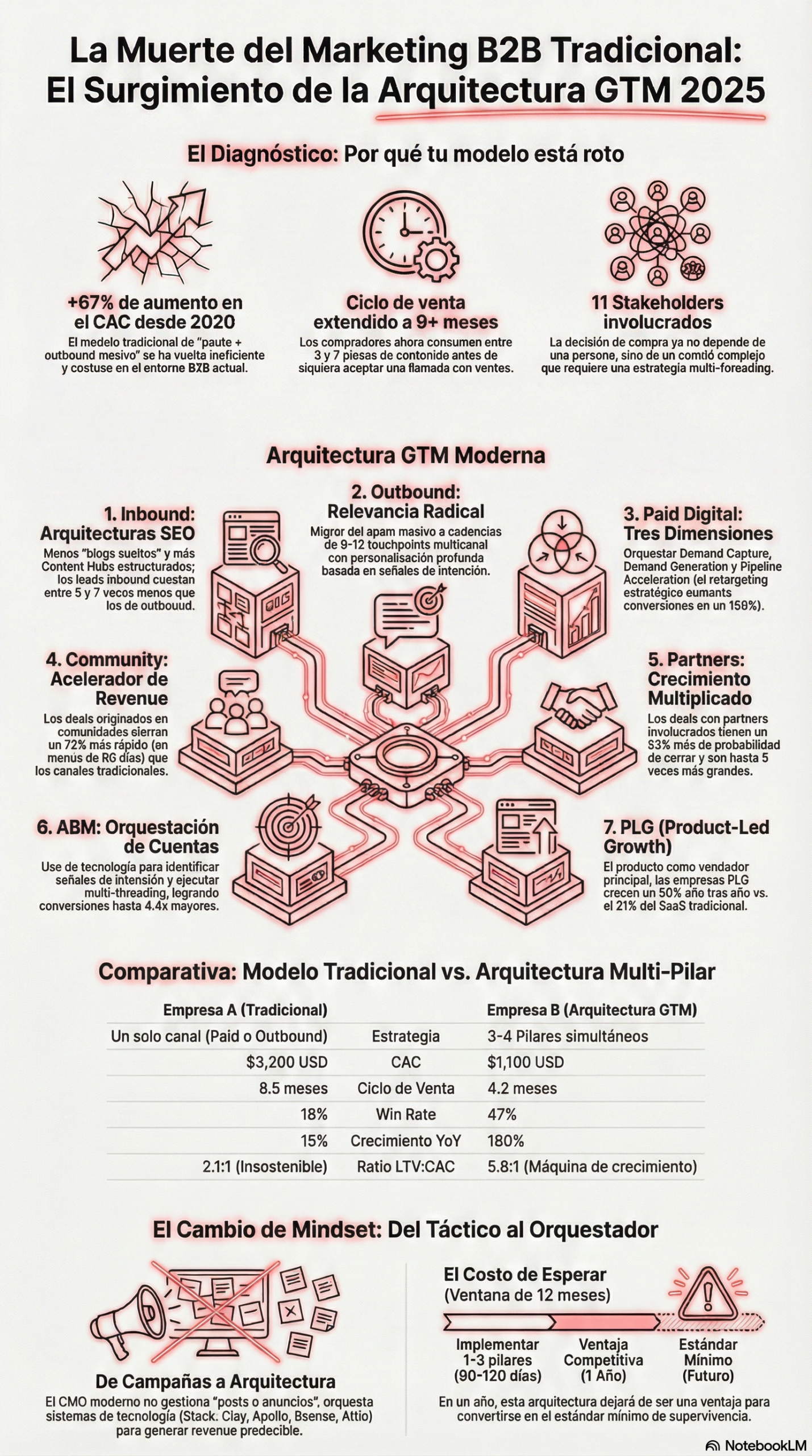 Arquitectura GTM Moderna: Sistema Multi-Pilar vs Modelo Tradicional Mono-Canal