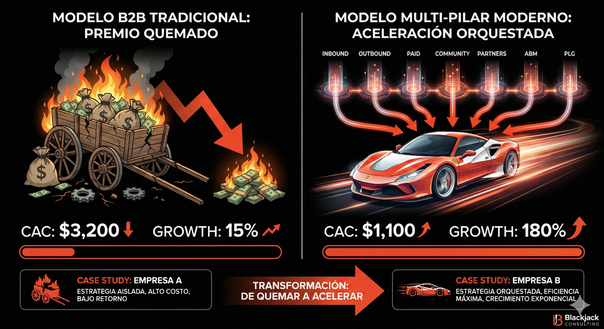 Case Study: Resultados 10x Diferentes - Modelo Tradicional vs Arquitectura Multi-Pilar
